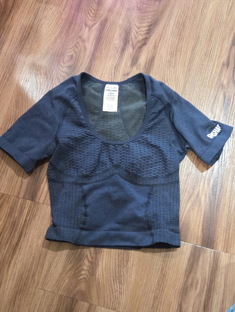 Gymshark XS Navy Short-Sleeve Seamless Crop Top